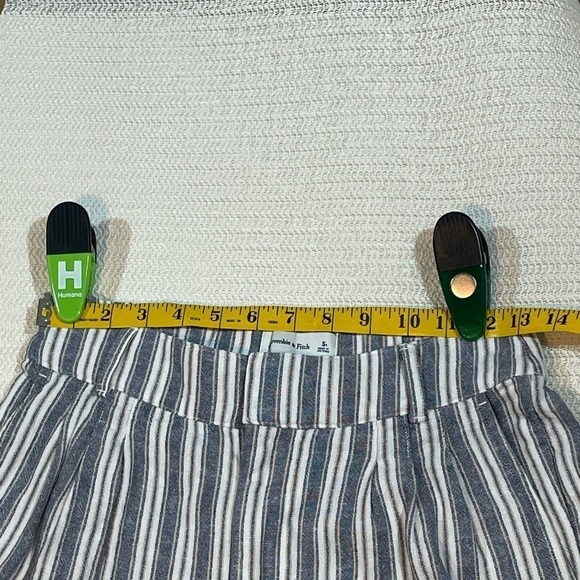 Abercrombie & Fitch Ultra High Rise Blue Linen Striped Pants wide leg Small - Picture 11 of 13